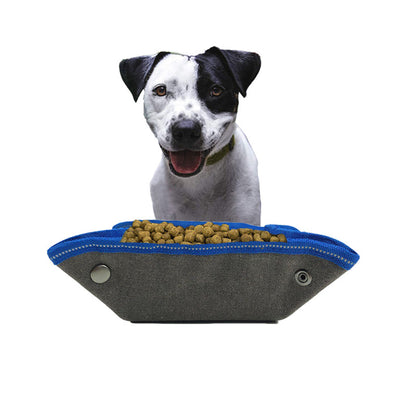 Folding Dog Bowl Large Canvas Dog Food Bag